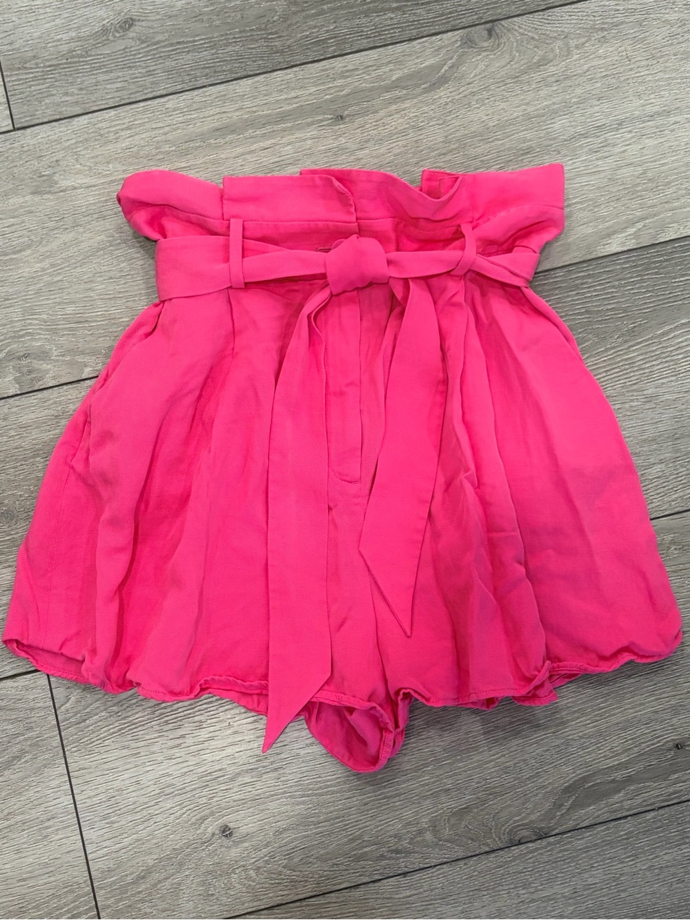 & Other Stories Bright Pink Paperbag Waist Shorts